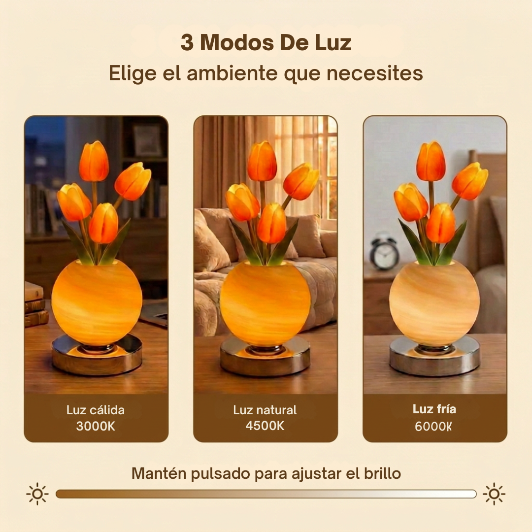 Lámpara de Tulipán | Luz Cálida Decorativa para Recámara y Sala