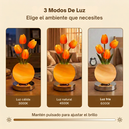 Lámpara de Tulipán | Luz Cálida Decorativa para Recámara y Sala