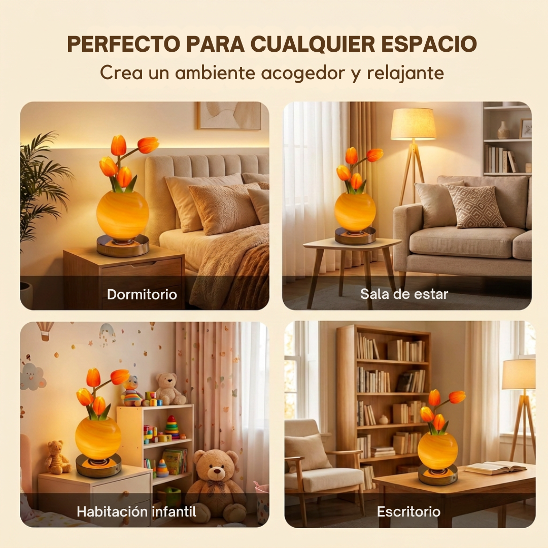Lámpara de Tulipán | Luz Cálida Decorativa para Recámara y Sala